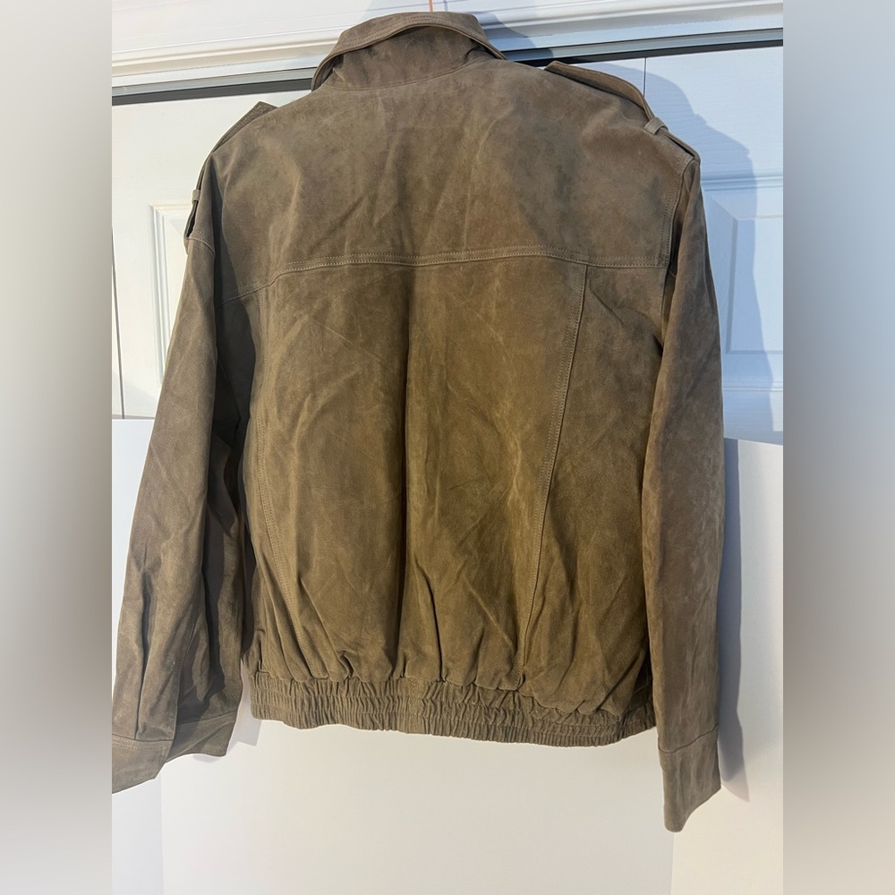 ZARA Viral Suede Leather Oversized Jacket. New, S - Picture 15 of 16
